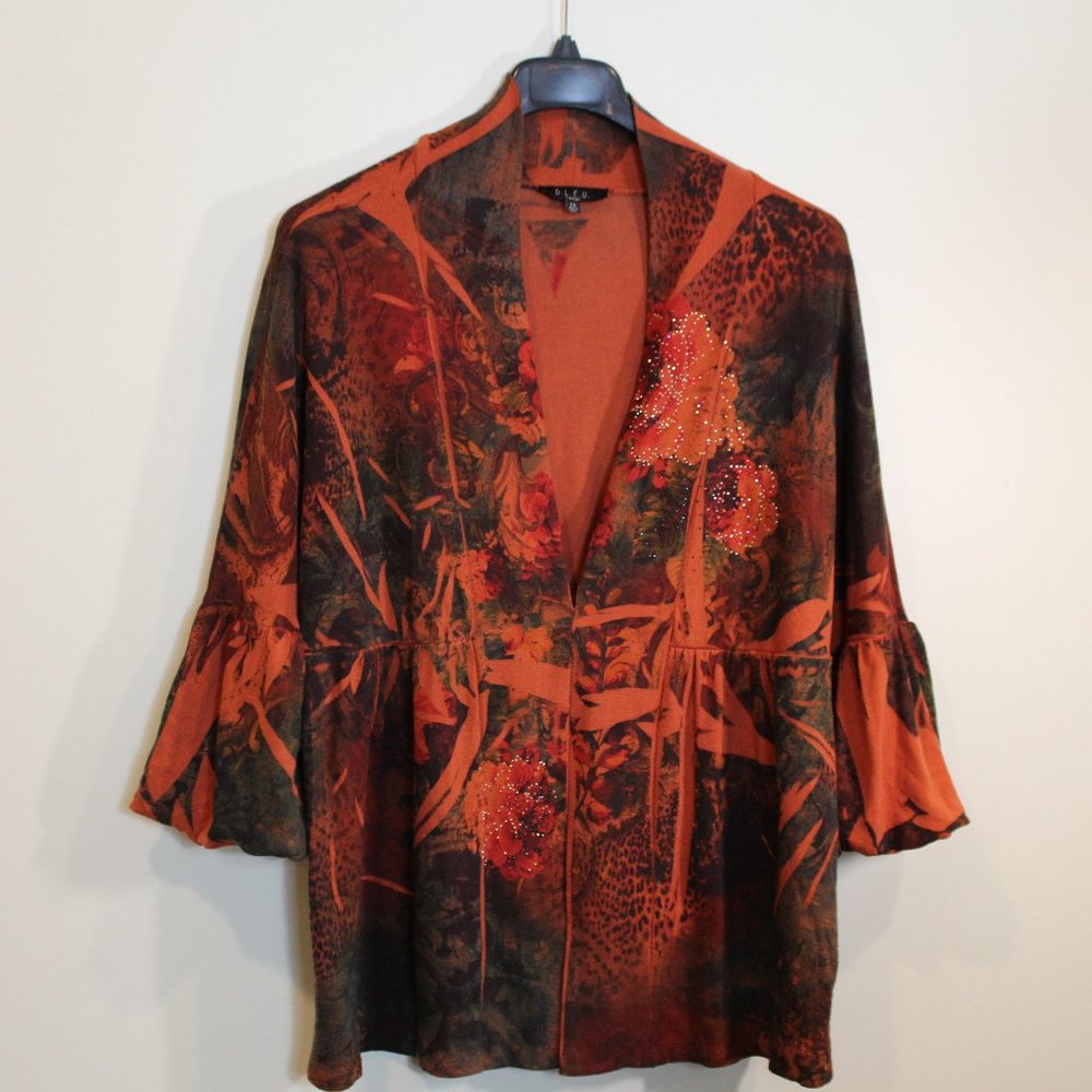 B.L.E.U. Women Boho Swing Style Cardigan Size 2X